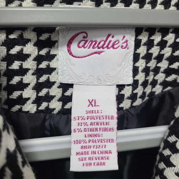 Candie's Pea‎ Coat Black and White Houndstooth Size XL - Picture 7 of 9